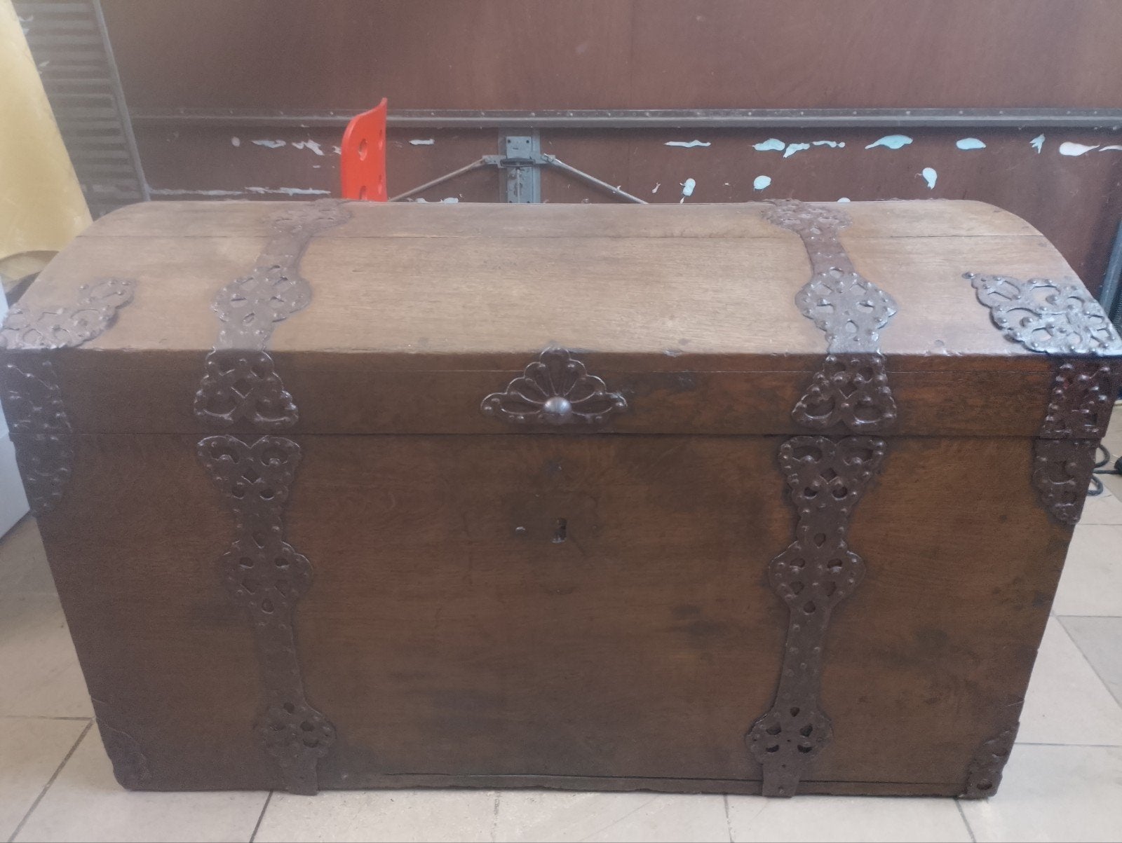 antieke houten kist, Ophalen