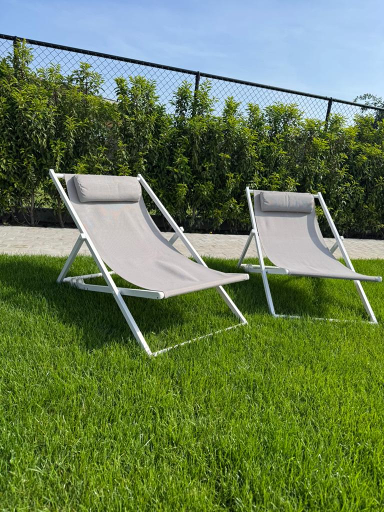 2 lig stoelen Azur Furniture, Tuin en Terras, Ophalen, Zo goed als nieuw, Aluminium, Verstelbaar