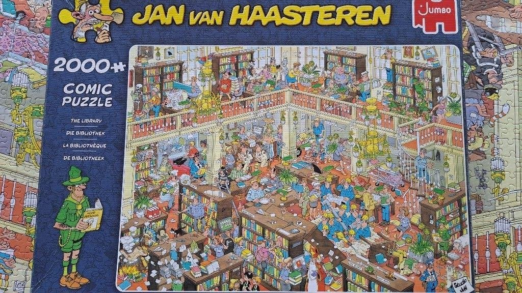 jan van haasteren puzzel "de bibliotheek", Hobby en Vrije tijd, Denksport en Puzzels, Ophalen, Meer dan 1500 stukjes, Zo goed als nieuw