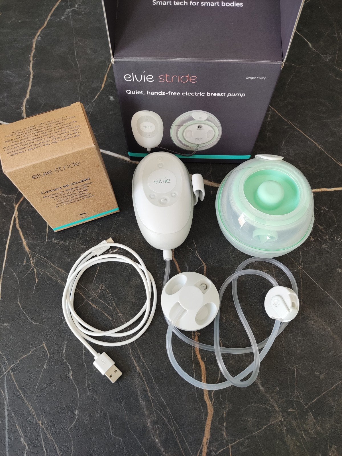 Elvie stride borstkolf + reserve dubbele connector kit, Ophalen, Zo goed als nieuw, Elvie, Automatisch