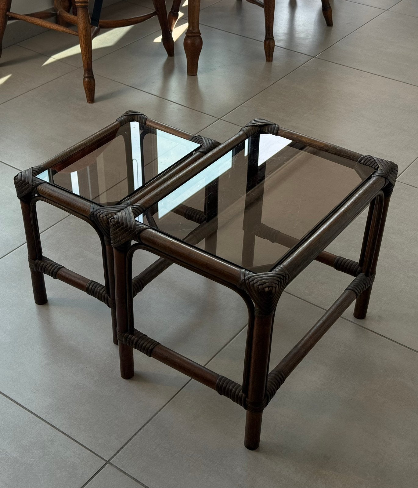 Table d'appoint vintage en rotin, Enlèvement ou Envoi, Comme neuf
