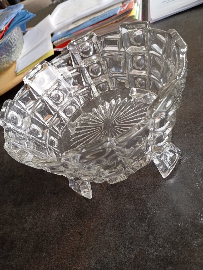 Art deco kom persglas 4 voeten, Libochovice Tsjechoslowakije, Antiek en Kunst, Ophalen