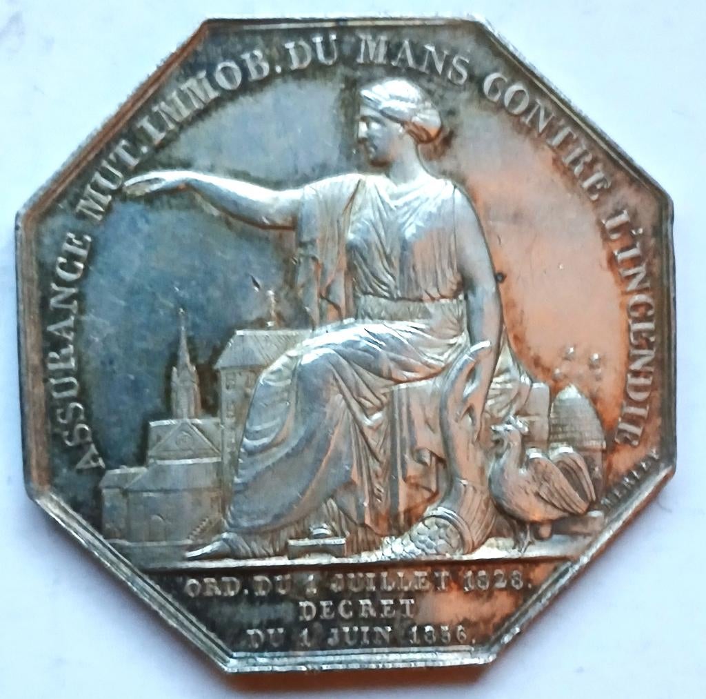 médaille Les Assurances mutuelles Mans contr l'incendie 1856, Enlèvement ou Envoi, Argent