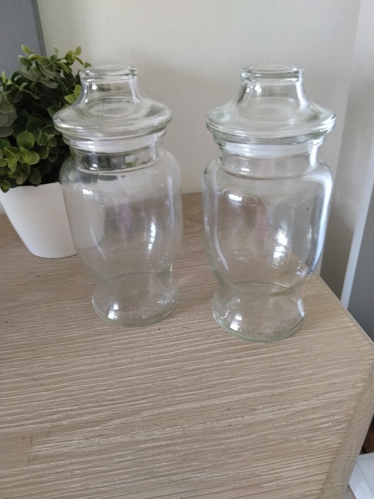 2 vintage glazen potten Made in Belgium, Antiquités & Art, Enlèvement ou Envoi
