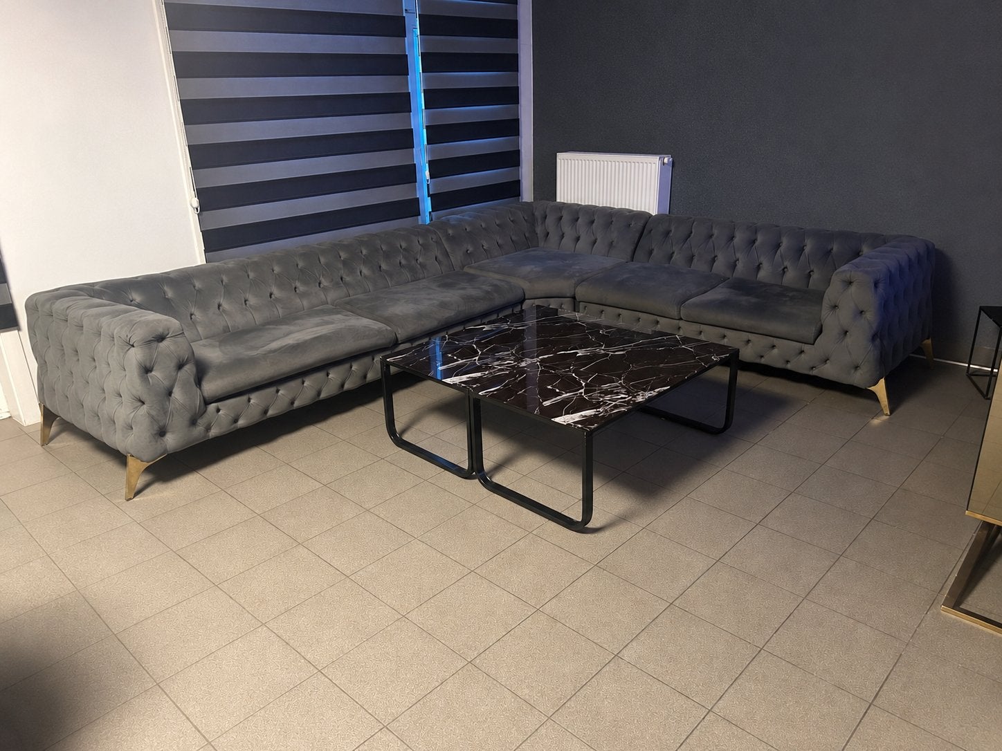 Hoeksalon & tv meubel in spiegelglas, Ophalen, Gebruikt