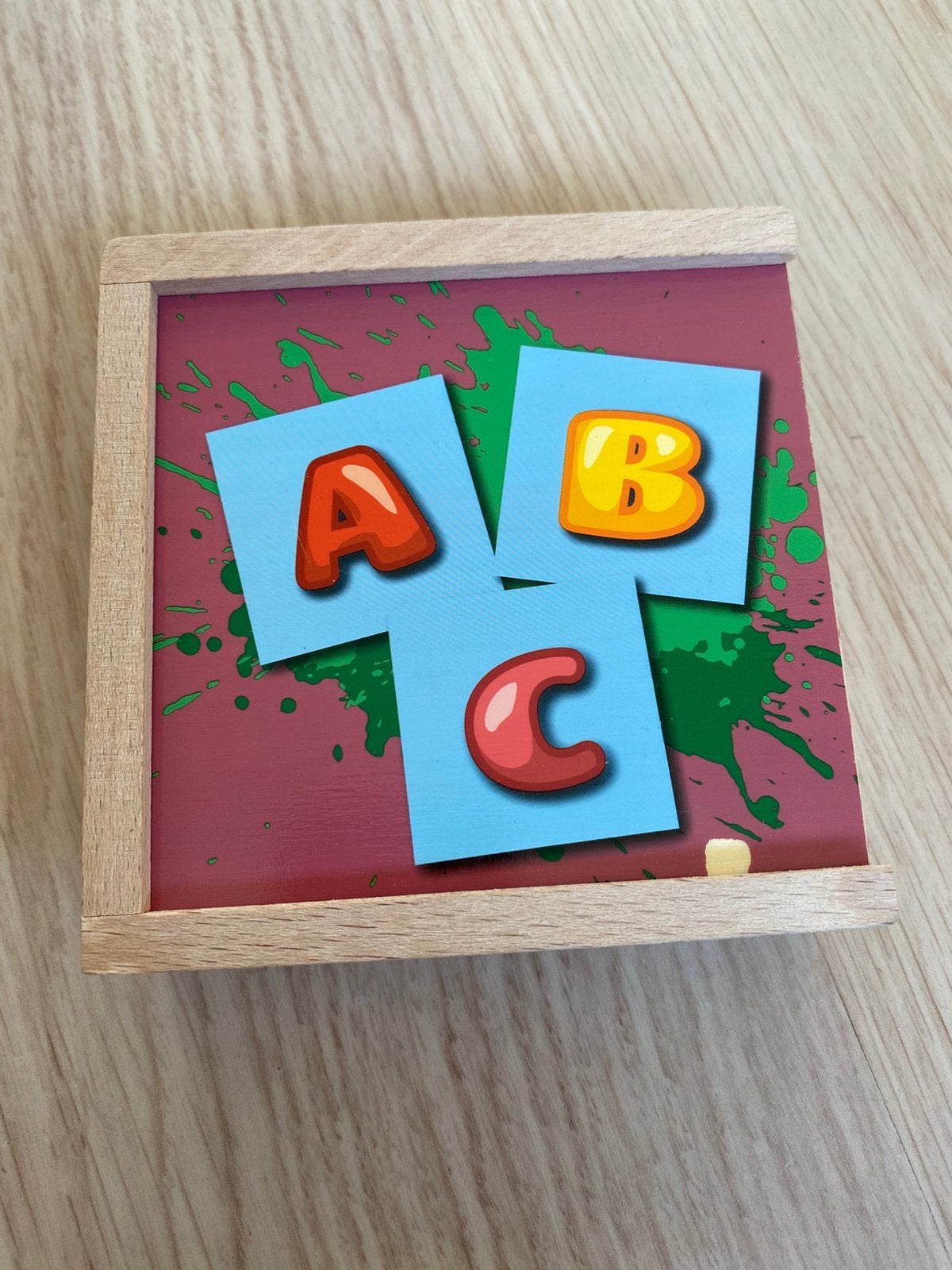 Houten letters leerdoos, Ophalen of Verzenden, Zo goed als nieuw