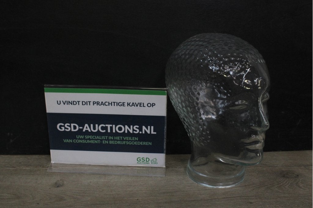 Glazen hoofd display, Antiek en Kunst, Ophalen of Verzenden