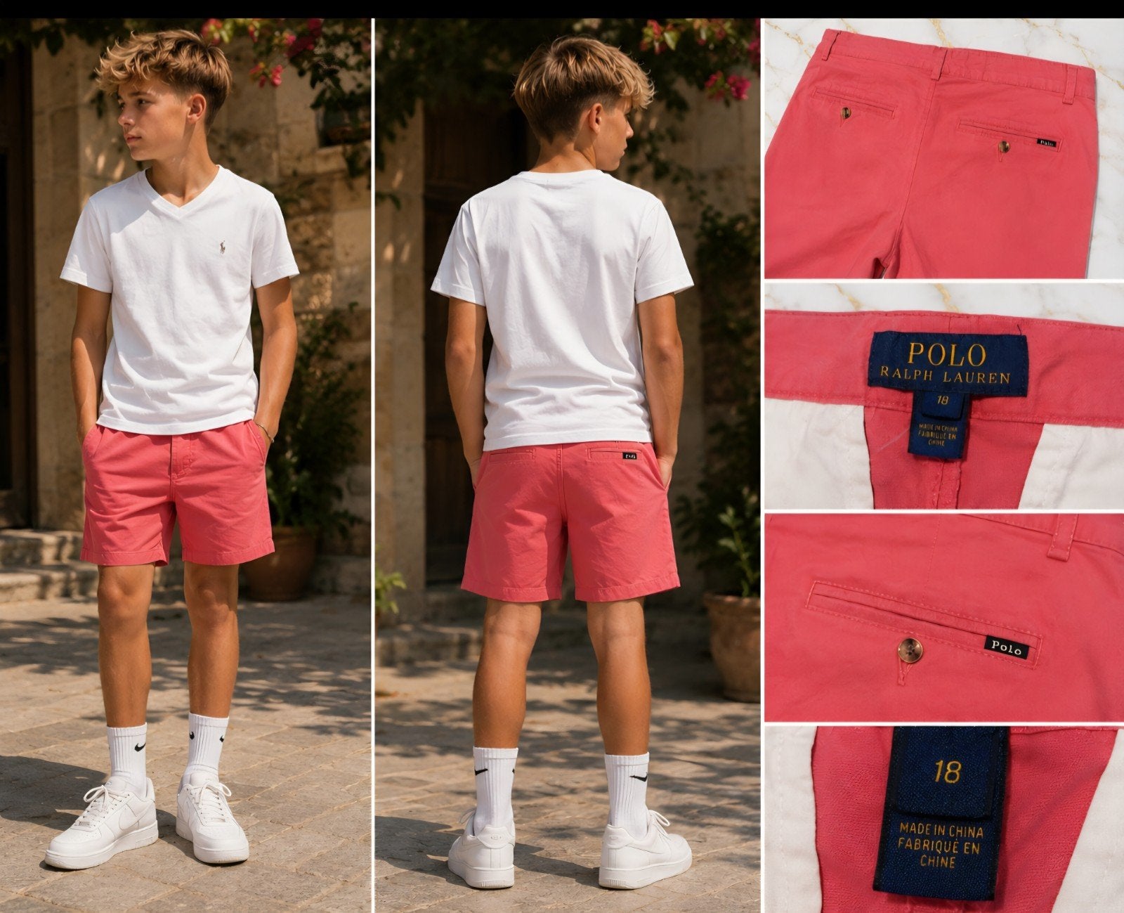 Ralph Lauren poloshort | Koraal | Maat 18 (13-14 jaar), Ophalen of Verzenden, Zo goed als nieuw, Ralph Lauren, Jongen
