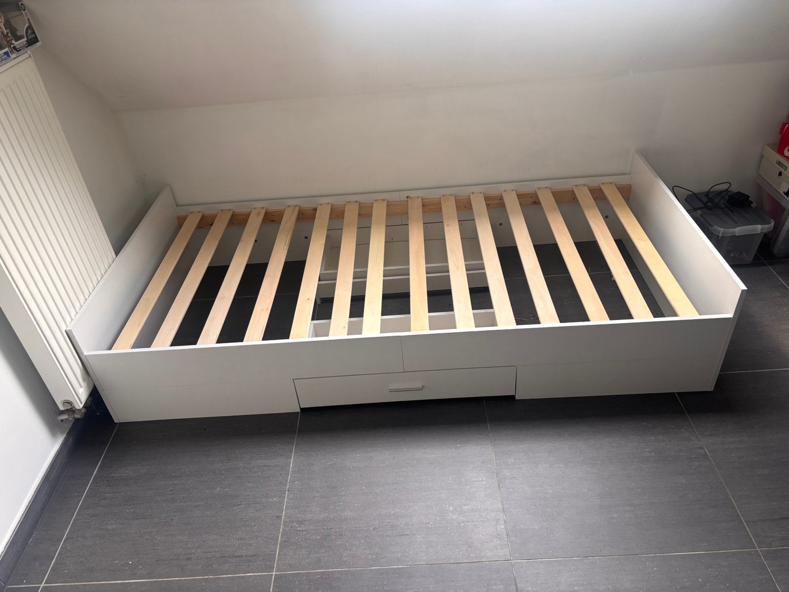 Kinderbed 1persoon wit modern, Ophalen, 90 cm, Eenpersoons, Wit