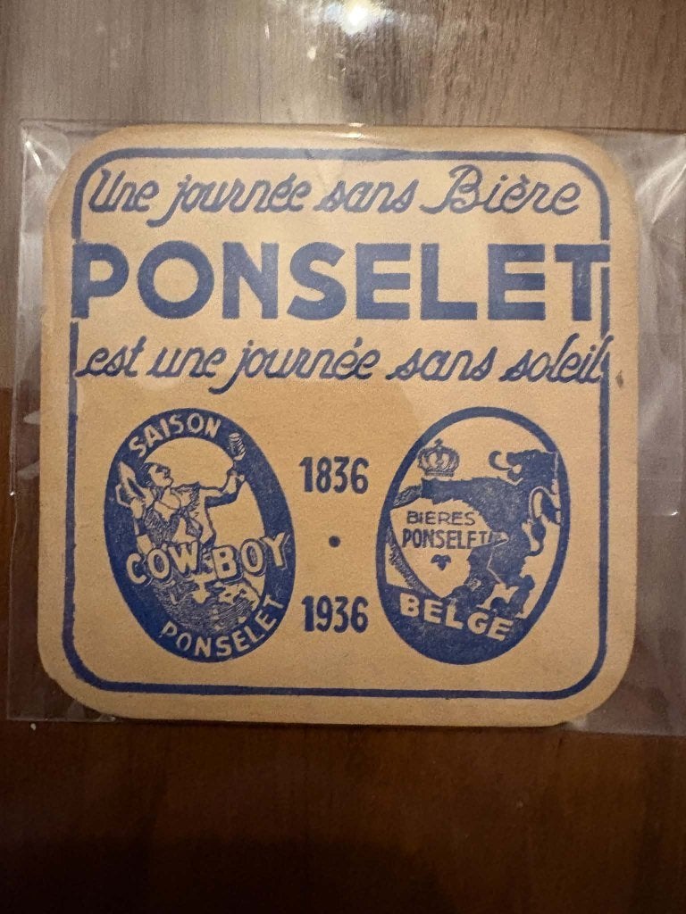Ancien sous-bock Ponselet Anderlues 1936 avant-guerre, Collections, Enlèvement ou Envoi, Comme neuf, Sous-bock, Autres marques