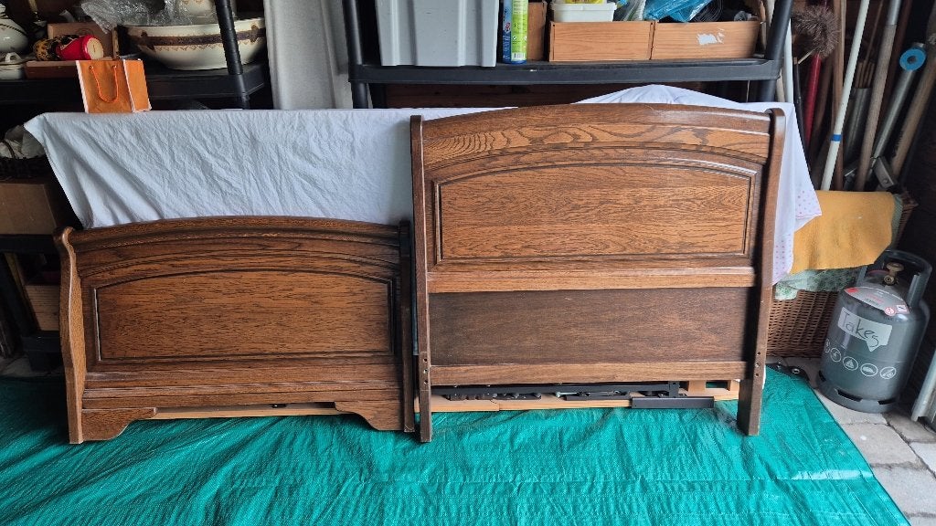 vintage eenpersoons bed, Ophalen, Gebruikt, 90 cm, Eenpersoons