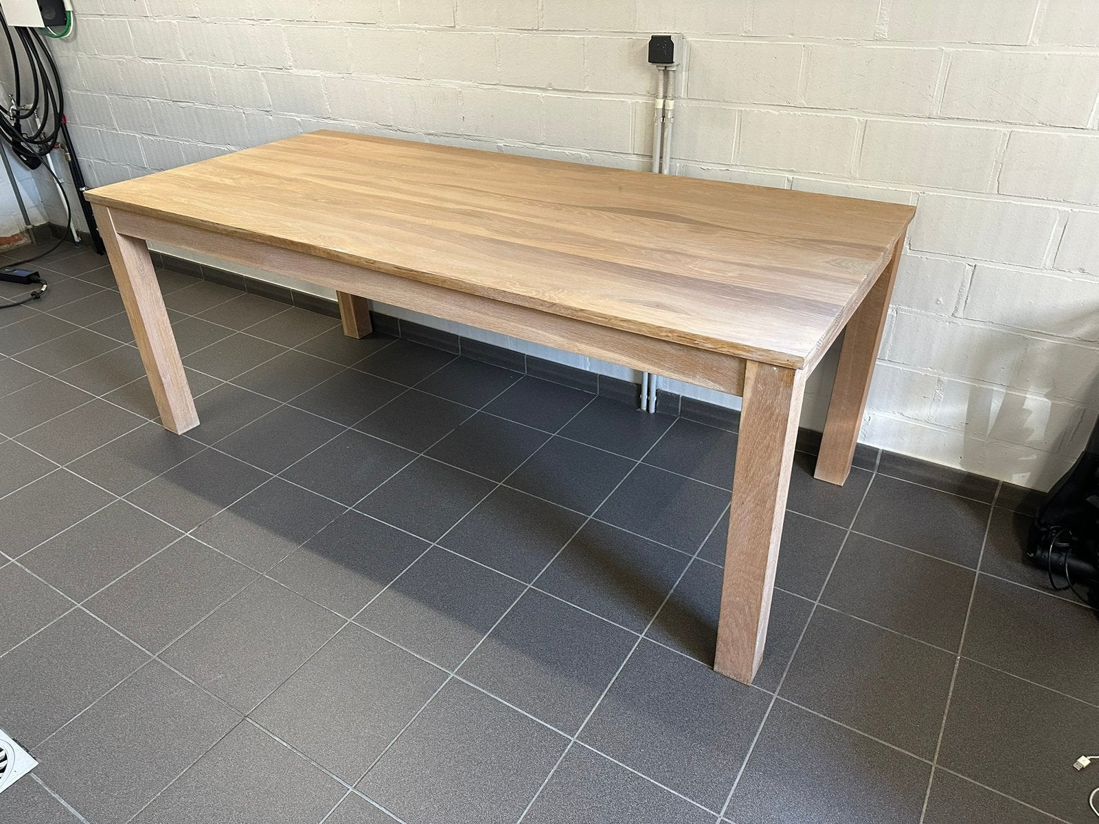 200x90 massieve eiken tafel, Ophalen, Eikenhout, 50 tot 100 cm, Zo goed als nieuw