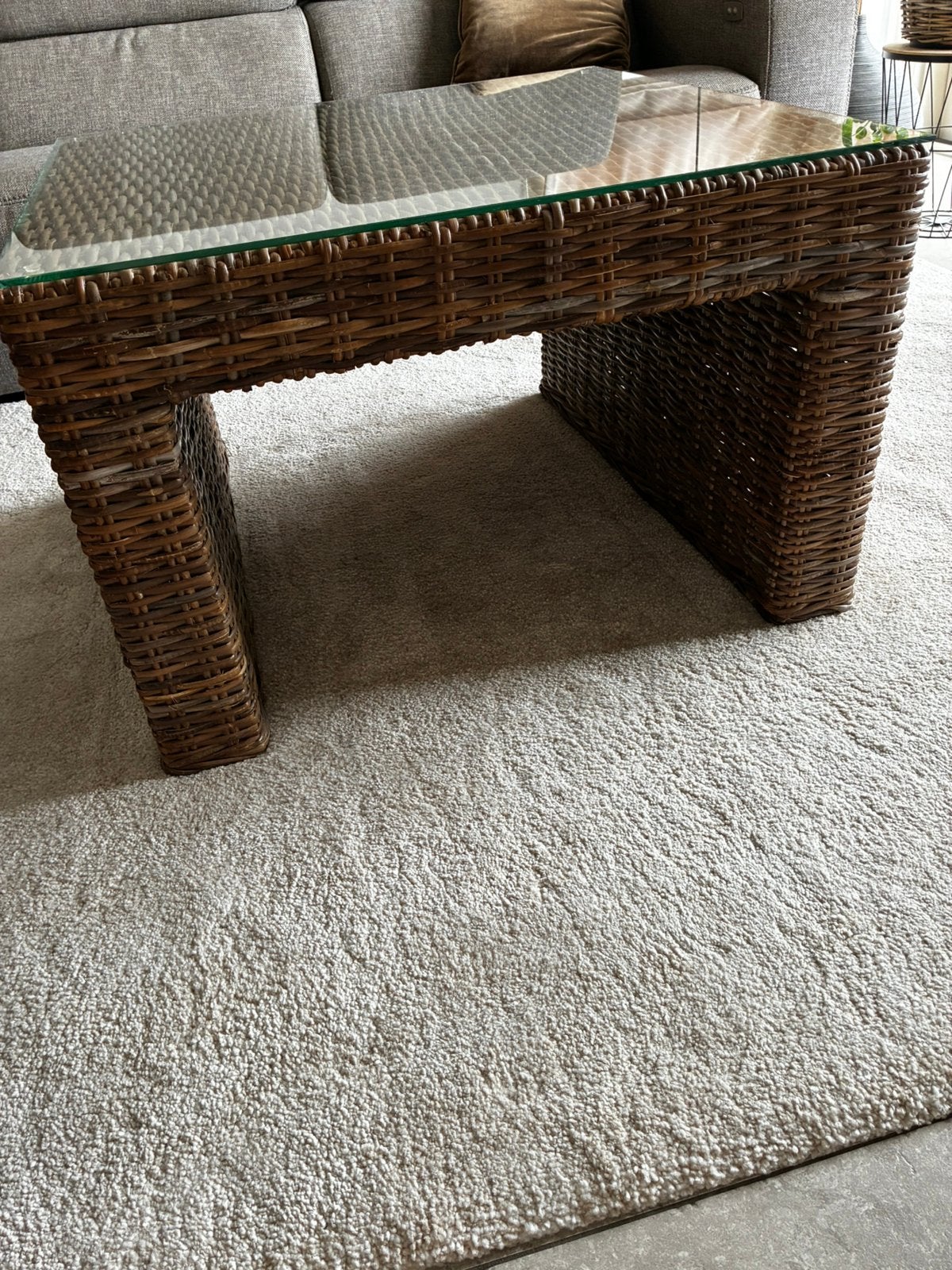Rotan salontafel en rotan sidetable – Boho stijl, Ophalen, Overige materialen, 100 tot 150 cm, Zo goed als nieuw