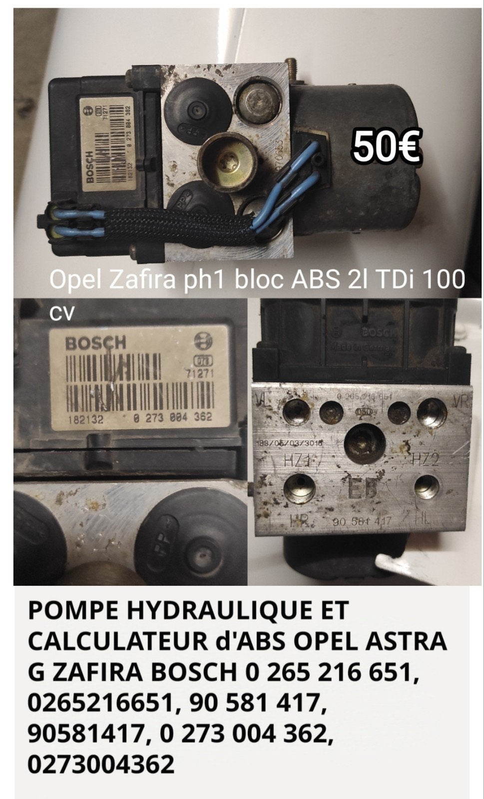 Opel Zafira ph1 abs overige onderdelen zie foto's, Ophalen, Opel