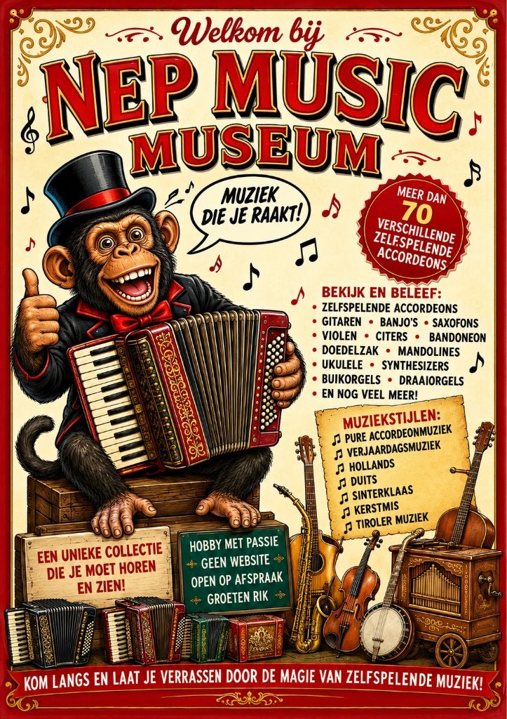Nep Music Museum is met vakantie tot 26 september, Musique & Instruments, Accordéons, Autres marques, Enlèvement ou Envoi, Autres formats