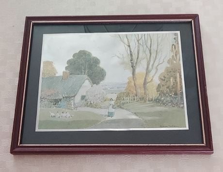 Aquarel Ernest Uden - vintage folielithografie., Ophalen of Verzenden, Print