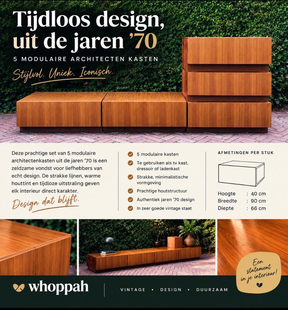 Tijdloos design architectenkasten, Ophalen, 50 tot 100 cm, Zo goed als nieuw, Met lade(s)