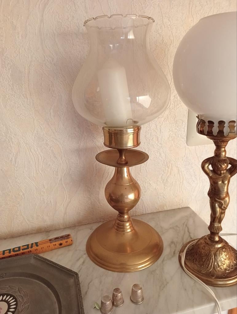 Lampe de table en cuivre antique, Enlèvement ou Envoi