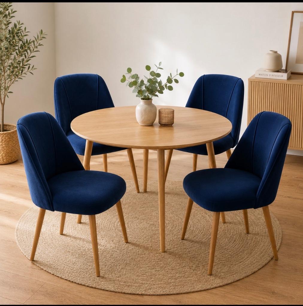 Set designstoelen in blauw fluweel - zeer goede staat, Huis en Inrichting, Stoelen, Ophalen, Blauw, Stof, Eén