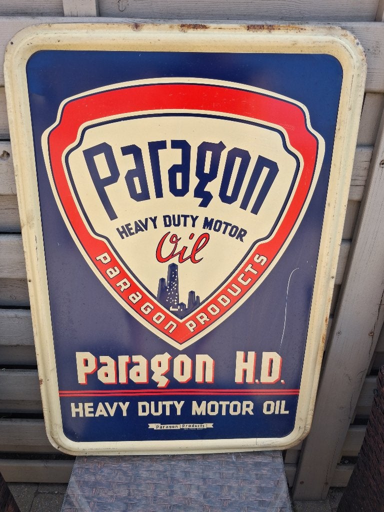 PARAGON OIL, année 1954., Collections, Marques & Objets publicitaires, Enlèvement ou Envoi, Comme neuf, Panneau publicitaire