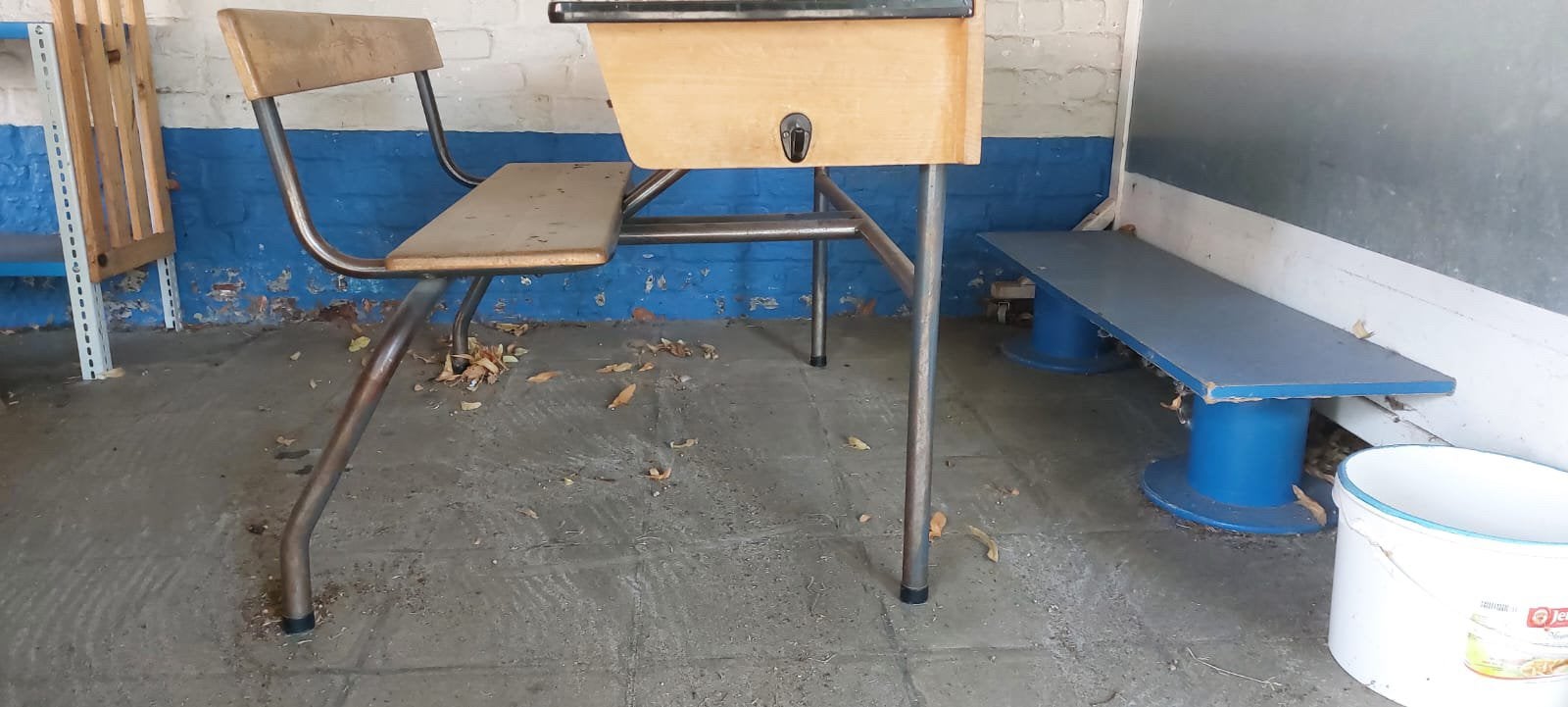 Oude schoolbank, Huis en Inrichting, Ophalen, Gebruikt, Wit