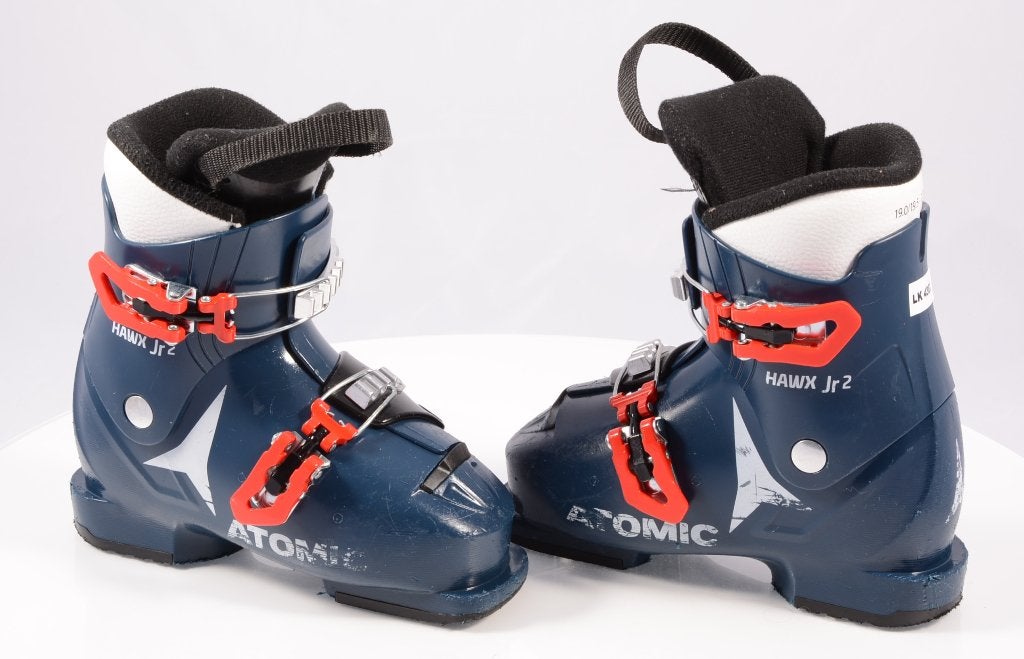 30; 30,5 EU kinderskischoenen ATOMIC HAWX JR 2, BLUE/red, Gebruikt, Verzenden, Schoenen, Carve