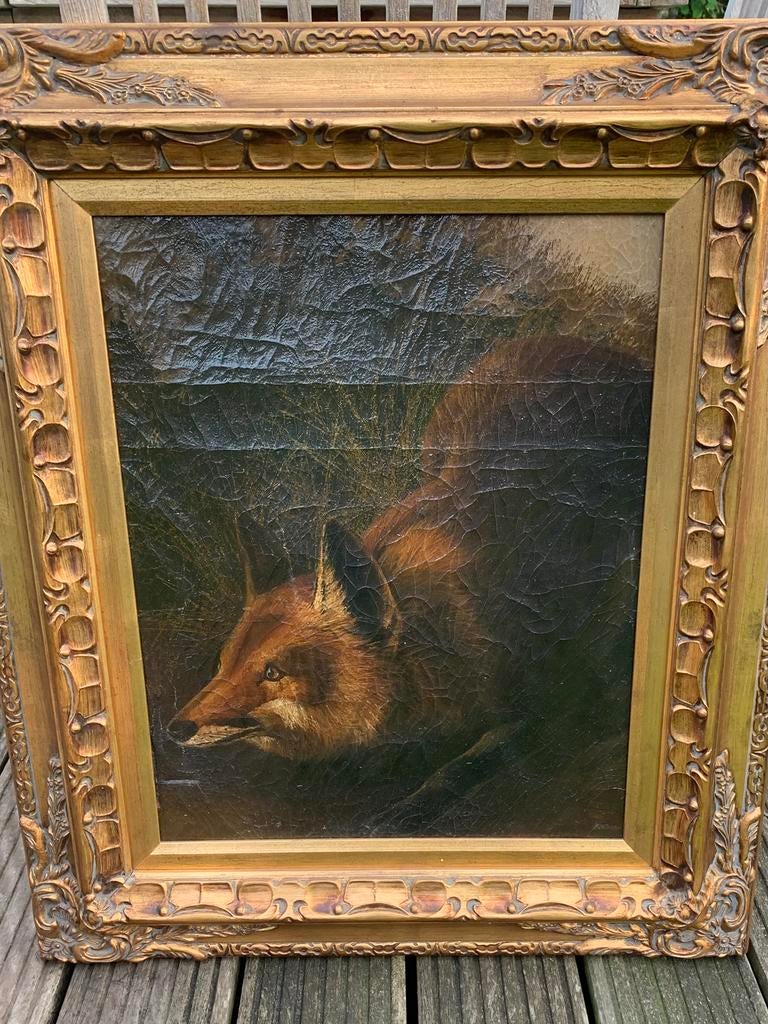 Oud schilderij „vos” 73x63cm, Ophalen of Verzenden