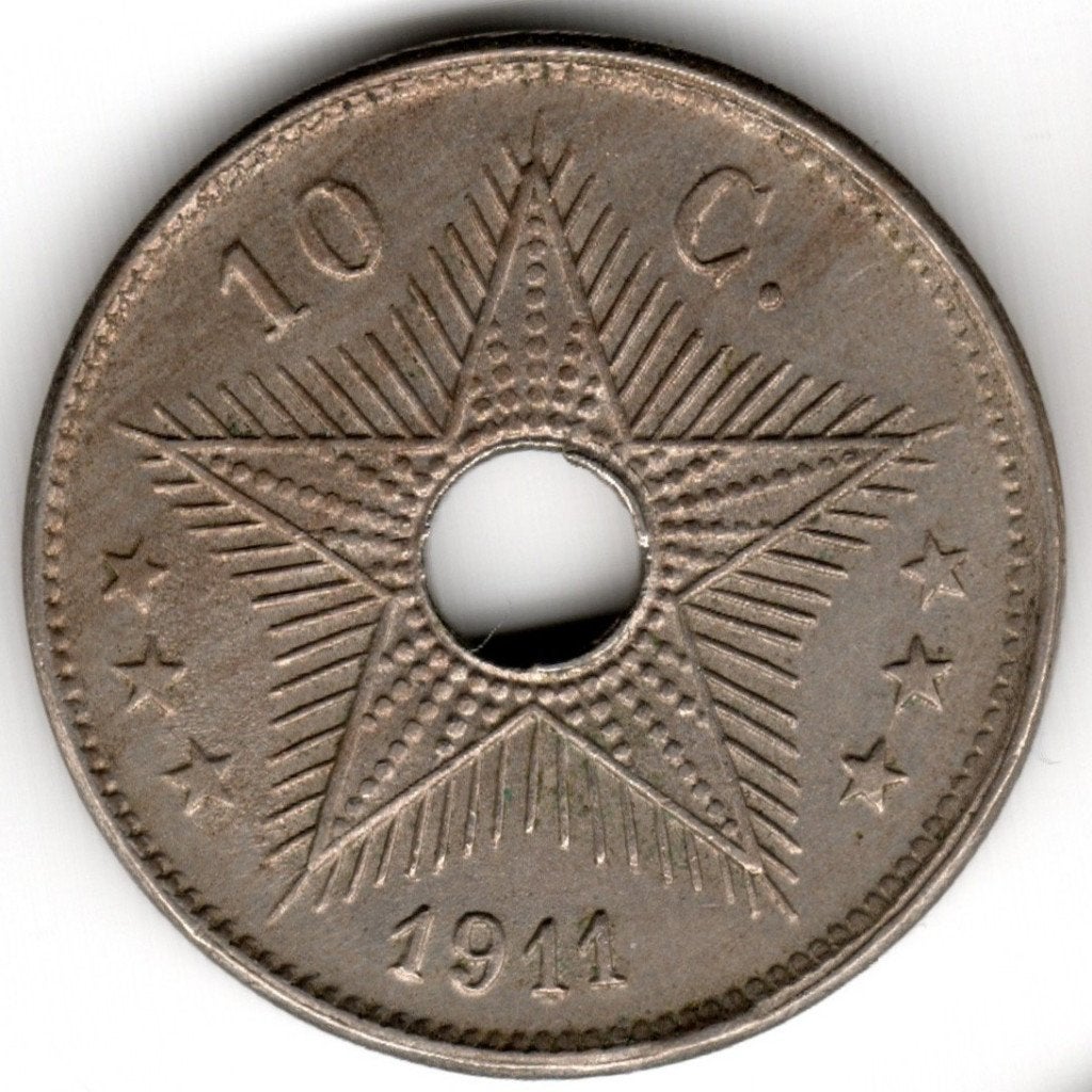 Congo belge : 10 centimes 1911 KM #18 Ref 16794, Enlèvement ou Envoi