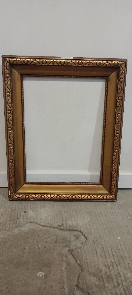 Cadre vide ancien doré à motifs de vagues–30,5x40,5,c47, Enlèvement, Utilisé, Bois, Doré