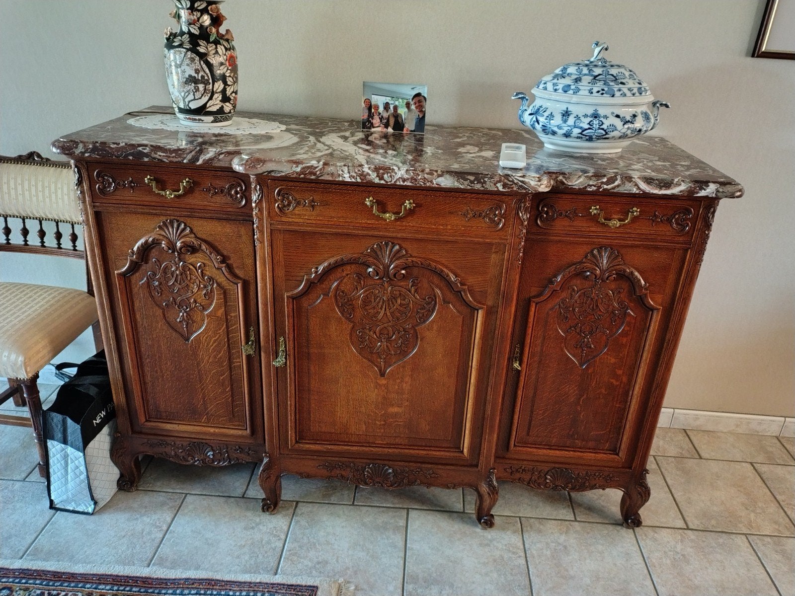Dressoir in eik met 3 laden massief eik, Huis en Inrichting, Kasten | Dressoirs, Ophalen