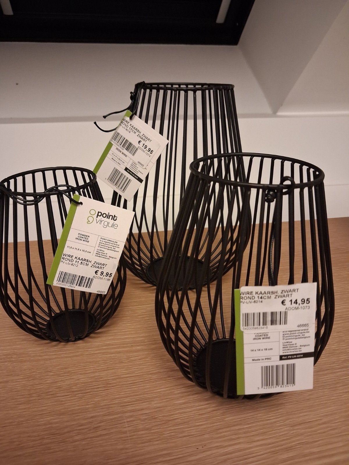 set van 3 decoratievaasjes point virgule, Maison & Meubles, Lampes | Abat-jour, Envoi, Noir, Métal