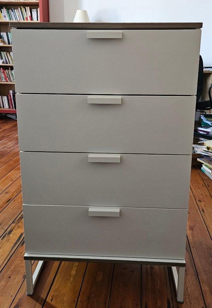 Commode Ikea blanche L60cm x P40cm x H100 cm, 3 ou 4 tiroirs, 25 à 50 cm, Enlèvement, Utilisé