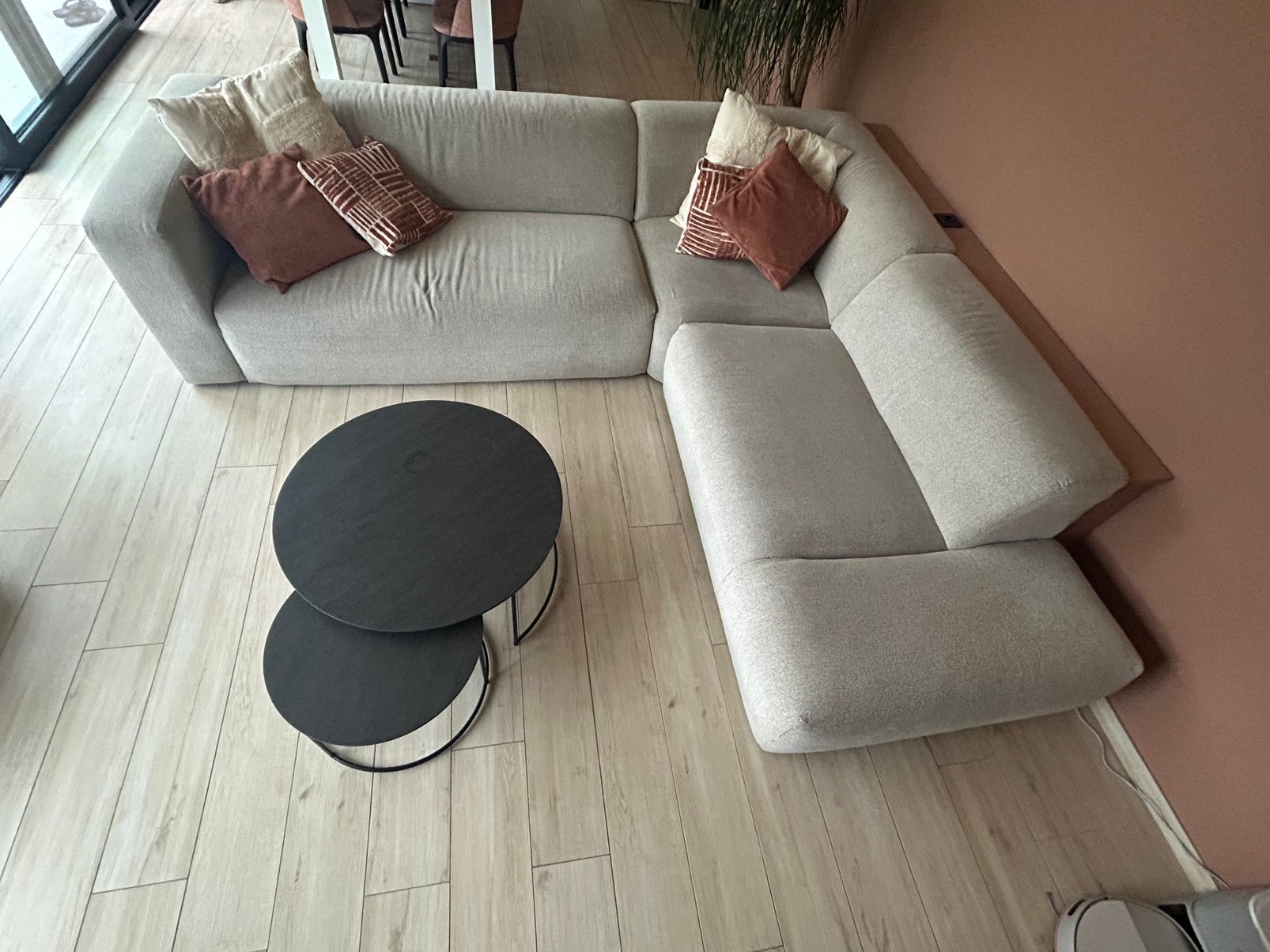 Hoeksalaon  juntoo 275 cm op 250 cm, Enlèvement, Utilisé, Tissus