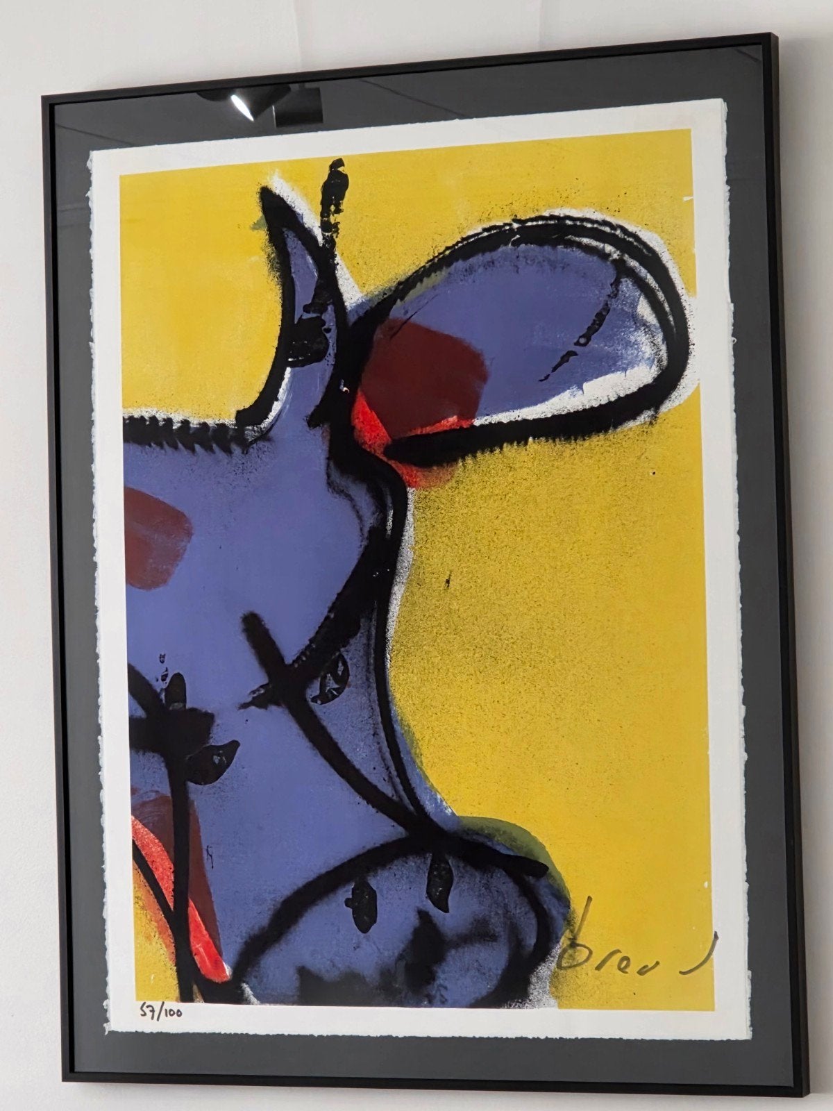 Herman Brood - De Bonte Koe - 57/100 - Handgesigneerd, Antiek en Kunst, Kunst | Litho's en Zeefdrukken, Genummerd, Ophalen of Verzenden
