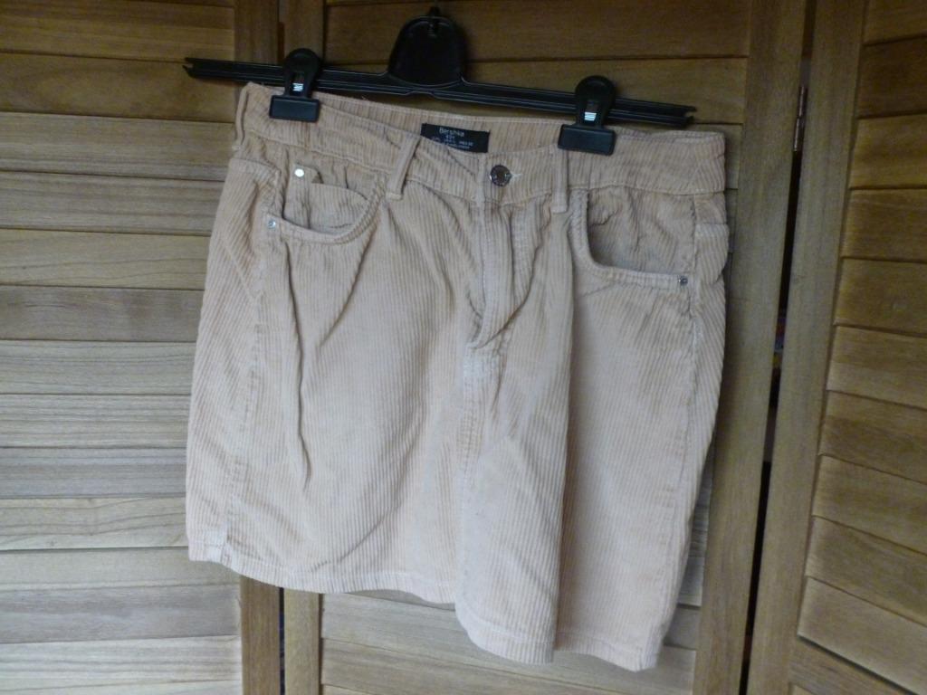 Rok dames beige ribfluweel, Large, Berschka, Bershka, Ophalen, Zo goed als nieuw, Beige