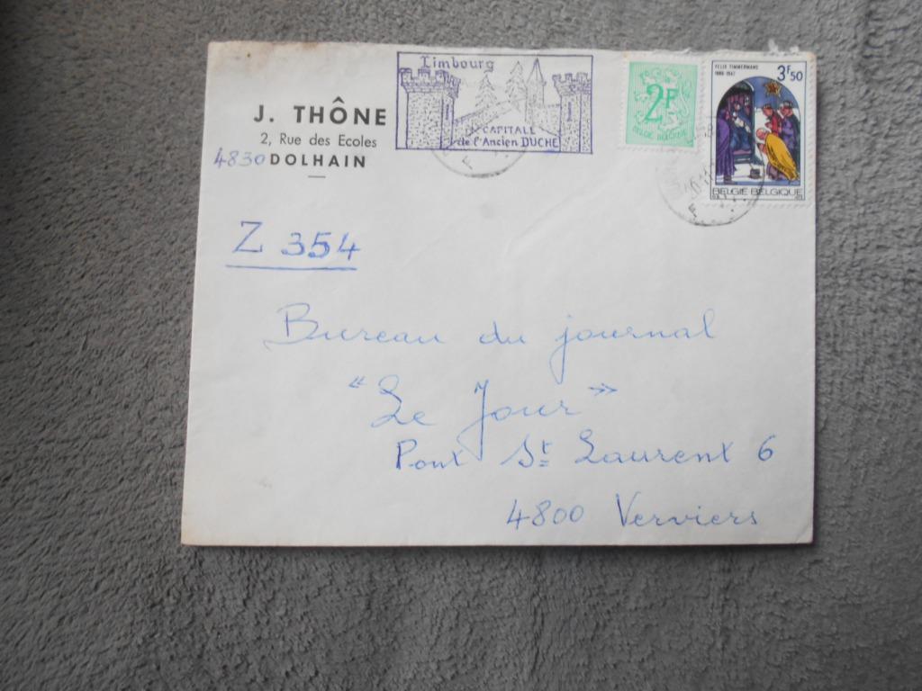 enveloppe  timbres ,cachet Limbourg ,capitale ancien Duché, Ophalen of Verzenden, Gestempeld