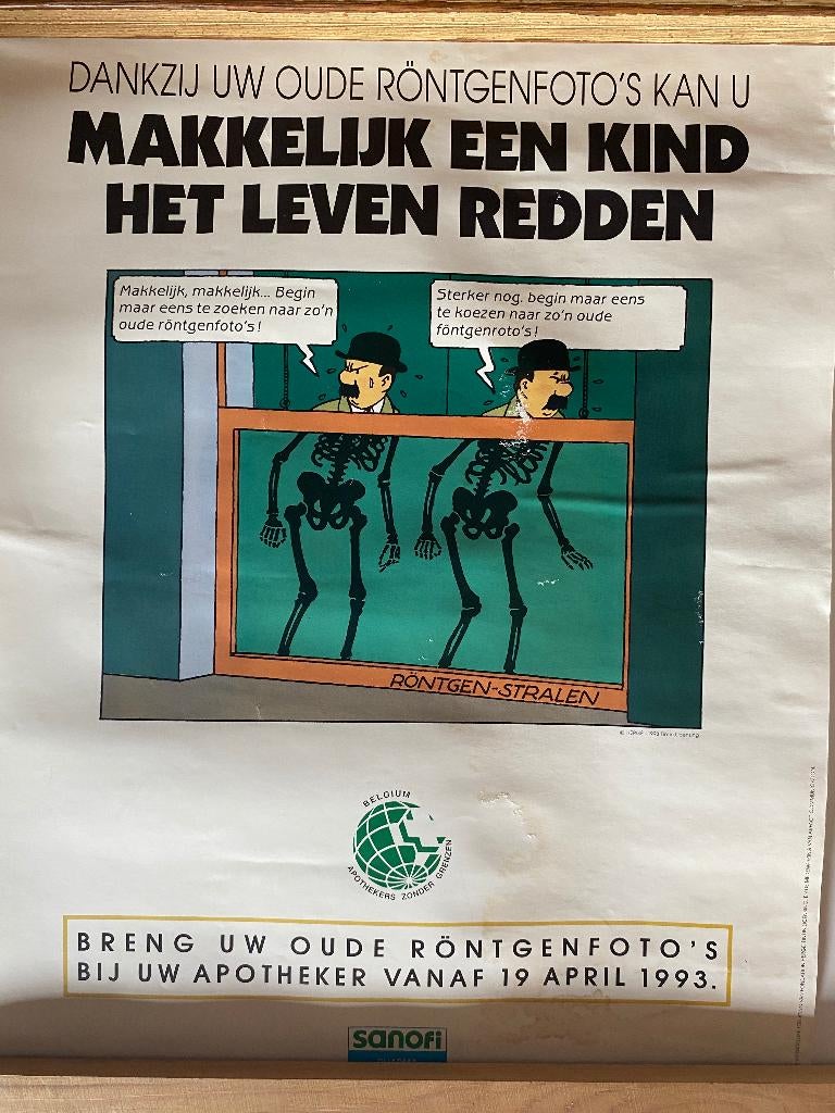 Poster Jansen en Janssen Rontgenfoto, Enlèvement ou Envoi, Une BD, Utilisé, Hergé