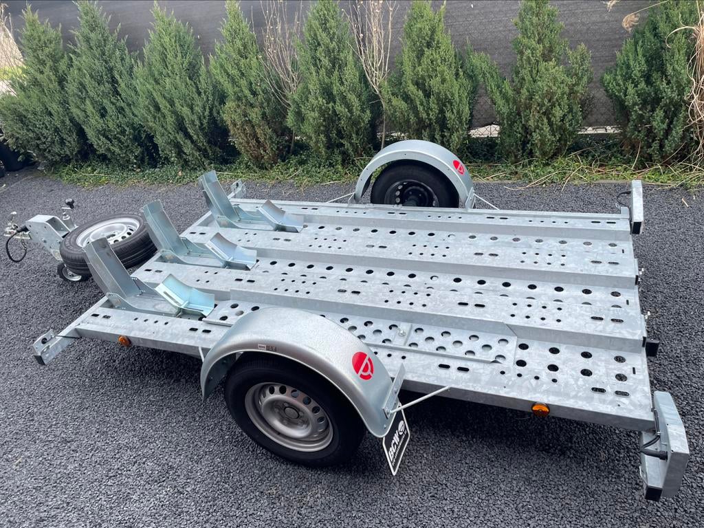 Te Huur Motortrailer Moto aanhangwagen + Transport moto, Enlèvement, Utilisé