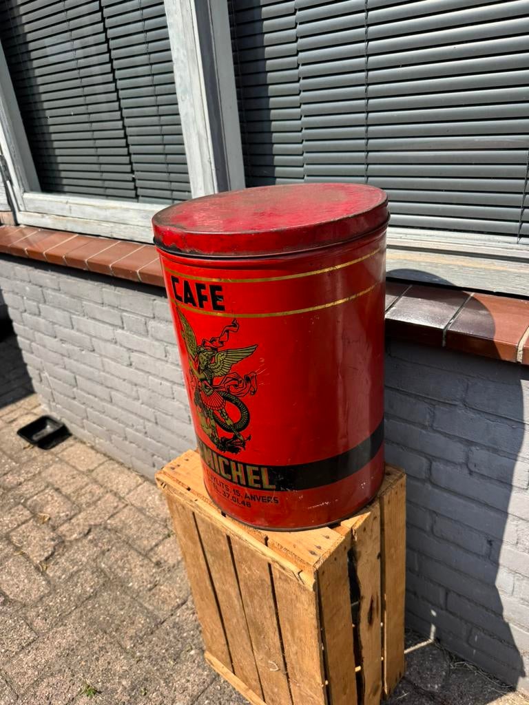 St. Michel oud koffie reclame blik XL, Verzamelen, Ophalen of Verzenden, Gebruikt, Koffie, Overige merken