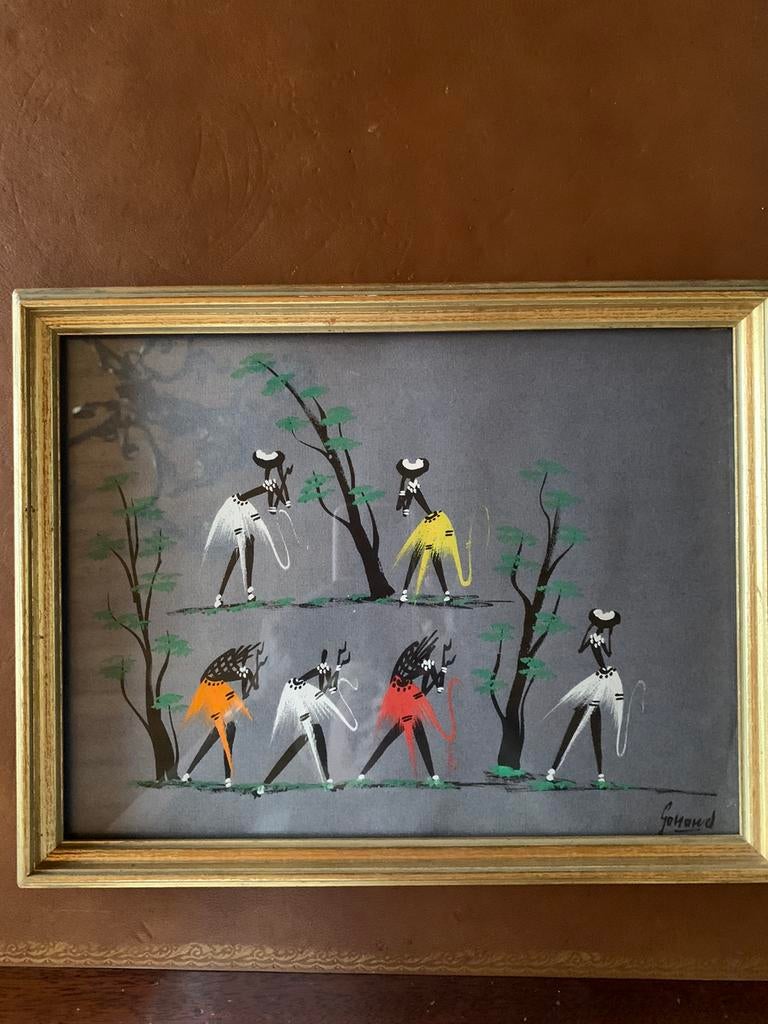 Congolees schilderijtje / origineel, Antiek en Kunst, Kunst | Niet-Westerse kunst, Ophalen of Verzenden
