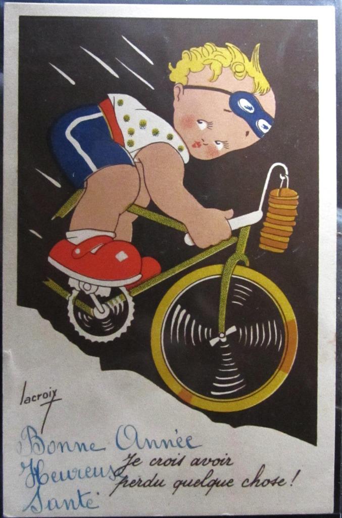 FANTASIE- KAART- KIND MET FIETS, Verzamelen, Ophalen of Verzenden, Gelopen, Voertuig