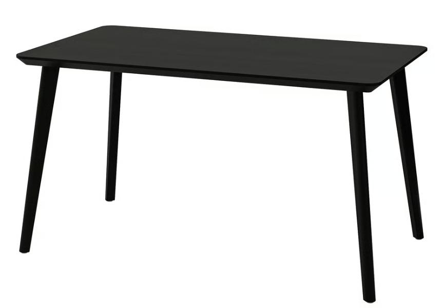 Keukentafel, zwart/essenfiner, 140x78cm, model LISABO, IKEA, 100 à 150 cm, Quatre personnes, Comme neuf, Enlèvement