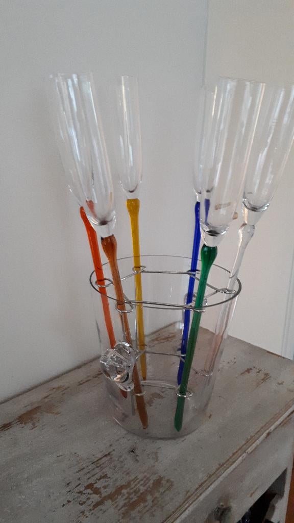 glazen pot met 6 cavaglazen, Ophalen, Zo goed als nieuw, Overige typen