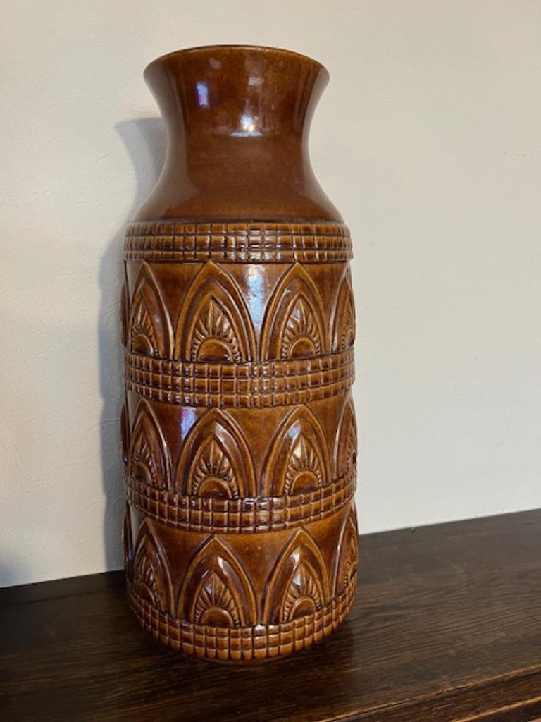 Vintage bruine vloervaas J. Uebelacker 50cm, Ophalen