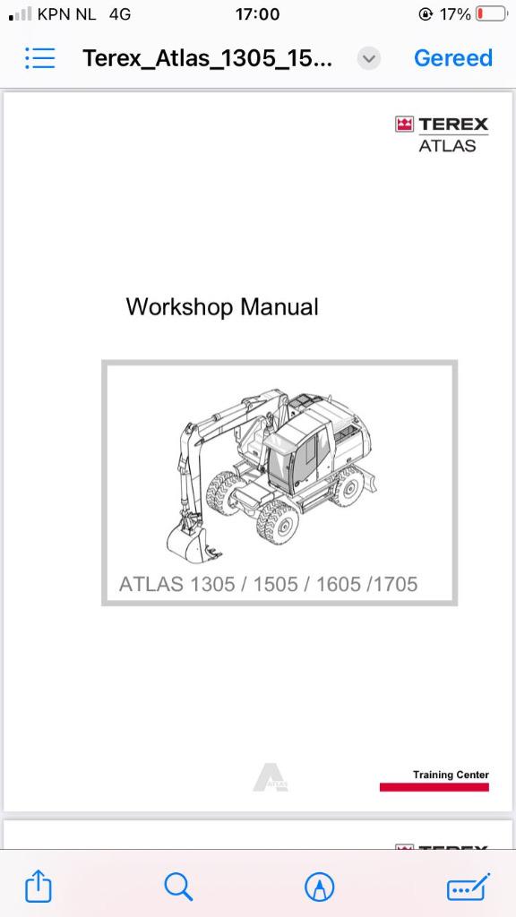 Terex Atlas 1305/1505/1605/1705 Werkplaatshandboek PDF, Verzenden