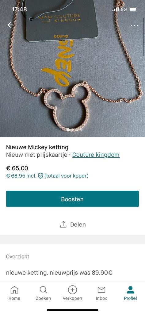 Disney couture kingdom kettingen, Bijoux, Sacs & Beauté, Colliers, Neuf, Enlèvement ou Envoi, Autres couleurs, Avec pendentif