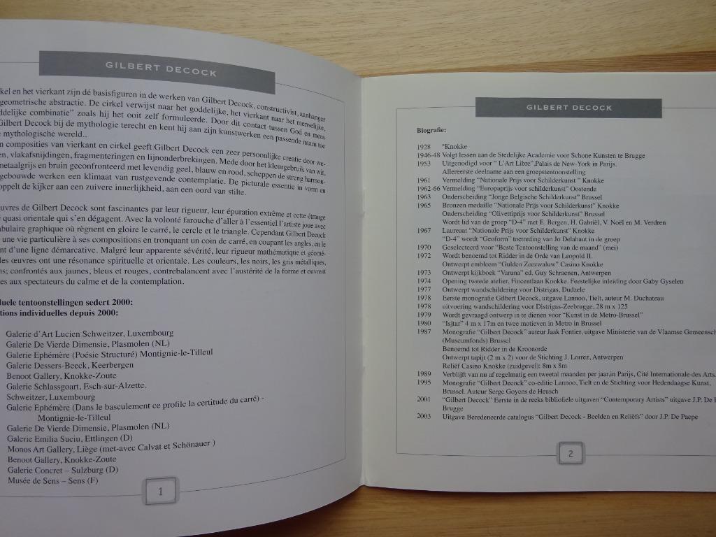 Gilbert Decock, brochure, 2006, Benoot Oostende, Enlèvement ou Envoi, Comme neuf, Peinture et dessin