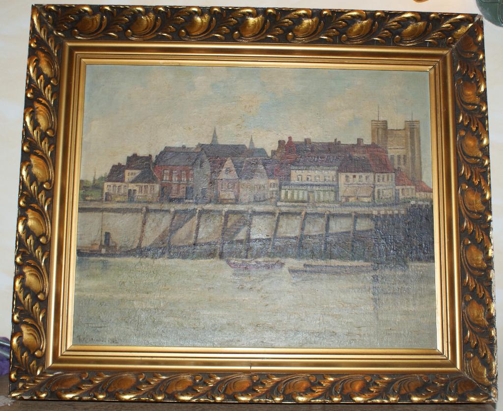 JOSEPH RAUMANN peinture à l'huile+ cadre ancien mouluré 1932, Antiquités & Art, Enlèvement ou Envoi