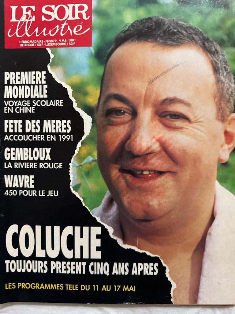 Coluche 5 jaar later, Wavre, Gembloux, Le Soir, mei 1991, Verzenden