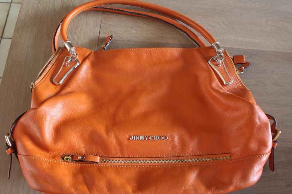Jimmy choo Handtas schoudertas echt leder oranje, Ophalen of Verzenden, Gebruikt, Oranje, Handtas